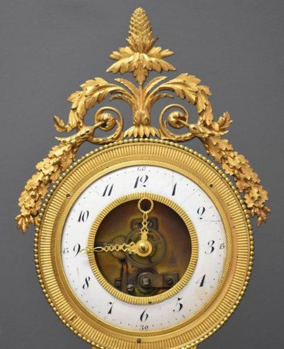 null Pendule d'époque Louis XVI à mouvement squelette en bronze doré . ( à restaurer...