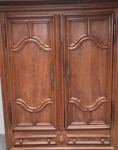 null Rustic oak cupboard in Louis XIV style from the 18th century, composed of 2...