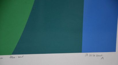 null Jo Delahaut ( 1911 - 1992 ) . Silkscreen multiple print . "Colours blue green...