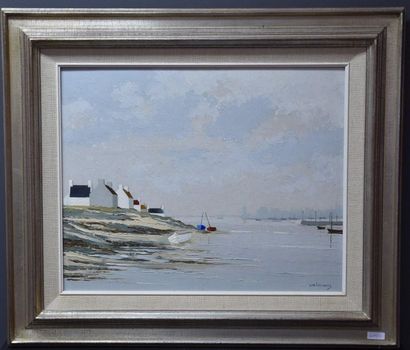 null Jacques Wolmans ( 1919 - 1991 ) . Littoral breton, oil on isorel signed lower...