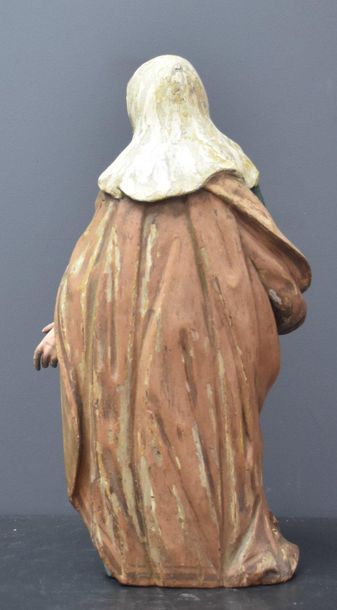 null Virgin made of carved polychrome wood, glass eyes. Work from the south of Italy...