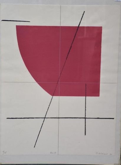 null Jo Delahaut ( 1911 - 1992 ) . Multiple silkscreen print. Titled Opus 4 . Signed...