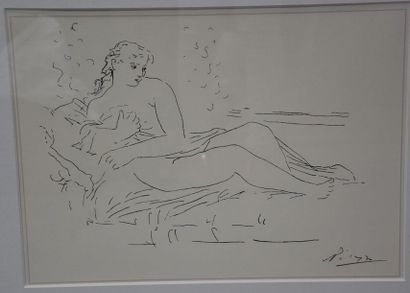 null Pablo Picasso ( 1881-1973 ), lithograph woman lying, signed lower right . 55...