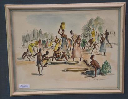 null Paul Daxhelet ( 1905 - 1993 ) . Series of 4 africanist lithographs in colors...