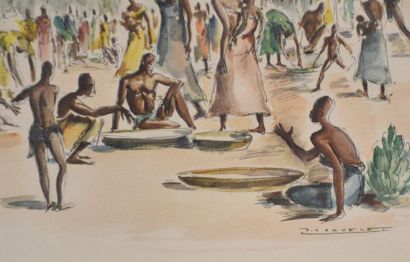 null Paul Daxhelet ( 1905 - 1993 ) . Series of 4 africanist lithographs in colors...