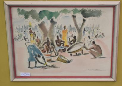 null Paul Daxhelet ( 1905 - 1993 ) . Series of 4 africanist lithographs in colors...