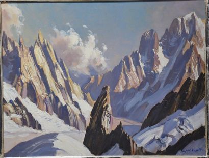 null Wibault Marcel ( 1904 - 1998 ) . Mountain Scene . Oil on isorel , signed lower...