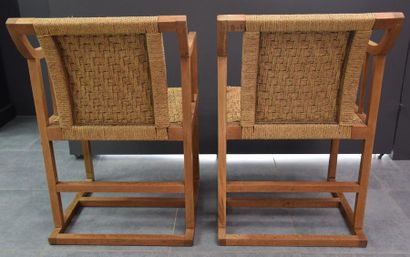 null Pair of Austrian art nouveau armchairs, bent wood and cords.