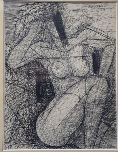 null Marcel Gromaire ( 1892 - 1971 ) . Female nude, Indian ink signed and dated 1958...