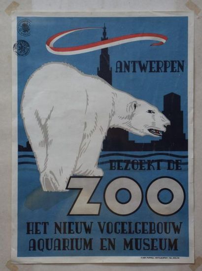 null Poster old zoo of Antwerp. 42 x 30 cm .