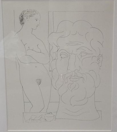 null Pablo Picasso (1881-1973), unsigned lithograph, Marie thérèse looking at a self-portrait...