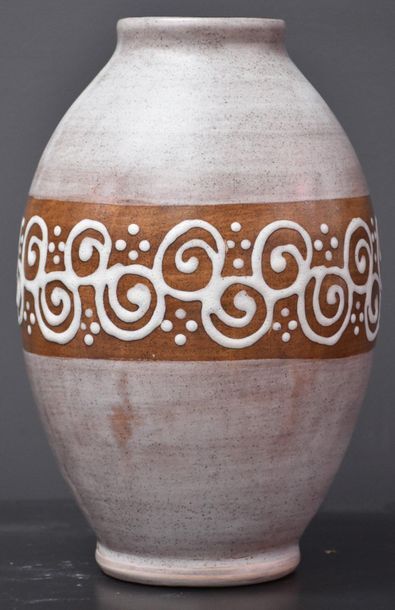 null Boch keramis vase with matt finish decoration of spirals. D 2115 . 27 cm high...