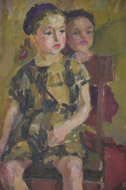 null Evgenia Antipova ( 1917 ) . Oil on canvas signed lower right . "The 2 sisters"....