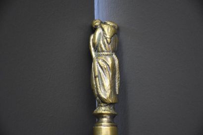 null Cane with erotic subject in bronze "Monk and naked young woman". Length 83 cm...