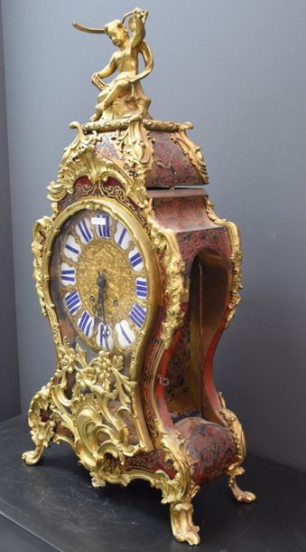 null Cartel in the Louis XV style, Napoleon III period, in Boulle marquetry, surmounted...