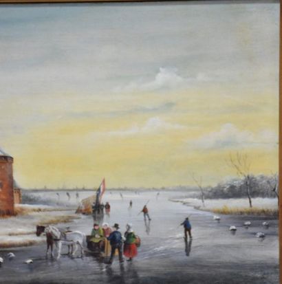 null Petrus Gerardus Vertin ( 1819 - 1893 ) . Scene of skaters on a frozen lake....