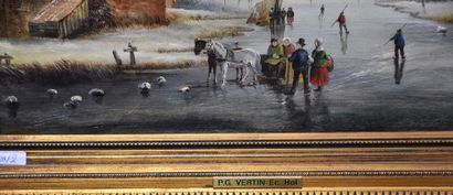null Petrus Gerardus Vertin ( 1819 - 1893 ) . Scene of skaters on a frozen lake....
