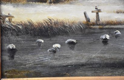 null Petrus Gerardus Vertin ( 1819 - 1893 ) . Scène de patineurs sur un lac gelé....