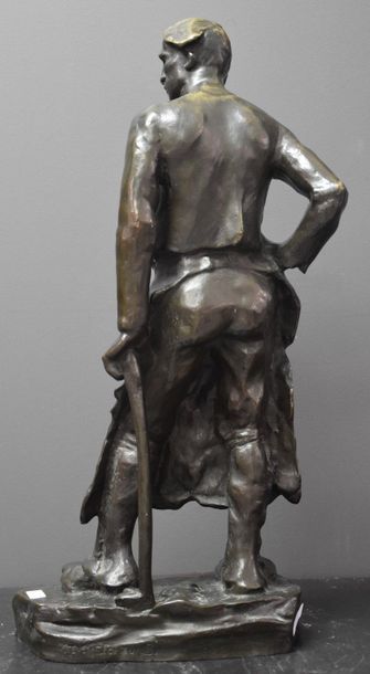 null Joseph Alfred Van Gent ( 1877 - ? ) . Bronze " The founder with the leather...