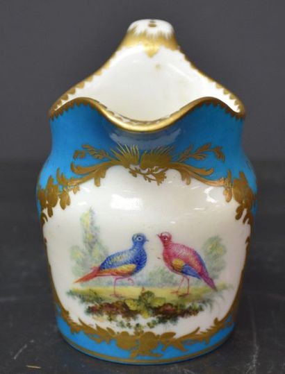 null Milk jug in light blue Sèvres porcelain decorated with pheasant hens in a storeroom.

There...