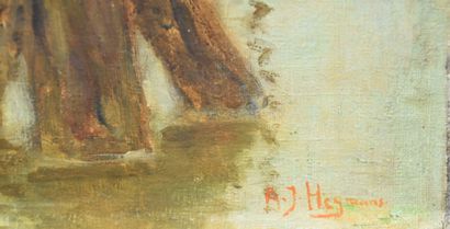 A.J Heymans ( 1839 - 1921 ). A.J Heymans ( 1839 - 1921 ). Lot de 2 paysages hollandais...