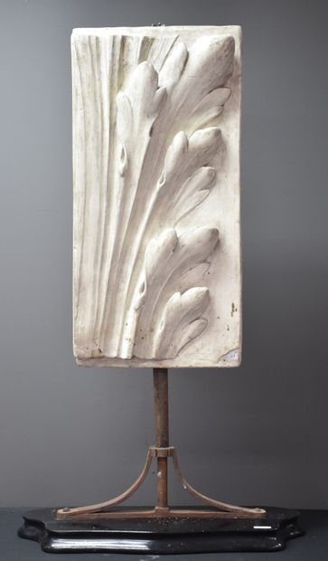 null Late 19th century workshop plaster representing a relief decorated with foliage,...