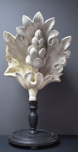 null Plaster of workshop XIX th century botanical subject representing a foliage,...