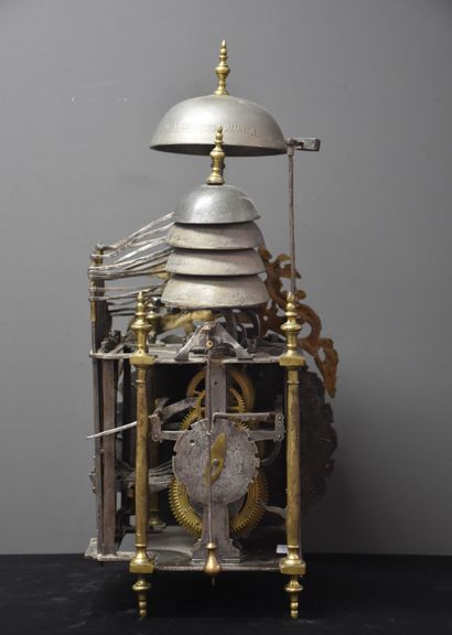 null Exceptional Louis XV period lantern clock with quarters and carillon, mechanism...