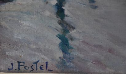 Jules Postel ( 1867 - 1955 ) . Jules Postel ( 1867 - 1955 ). L'étang coloré au bord...