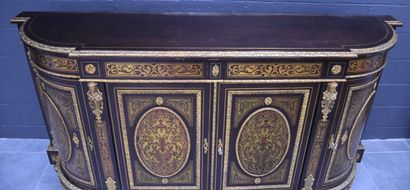 null 4 door enfilade in marquetry of Boulle style, richly decorated with bronzes,...