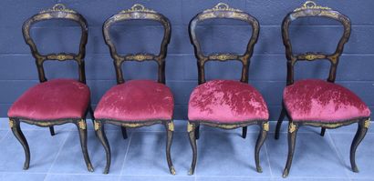 null Lot of 6 Boulle style chairs Work quality medium XXth.