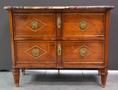 null Elegant solid mahogany chest of drawers from the Directoire period opening on...