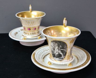 null Set of 2 empire porcelain cups with their saucers.