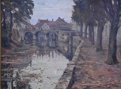 Paul Leduc ( 1876 - 1943 ) . Paul Leduc ( 1876 - 1943 ). View of a canal in Dixmude....