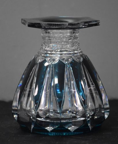 null Art deco crystal vase from Val Saint Lambert, oil blue model reference E.M 284,...