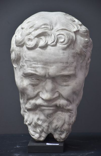 null Workshop plaster at the end of the 19th century representing a face of a bearded...