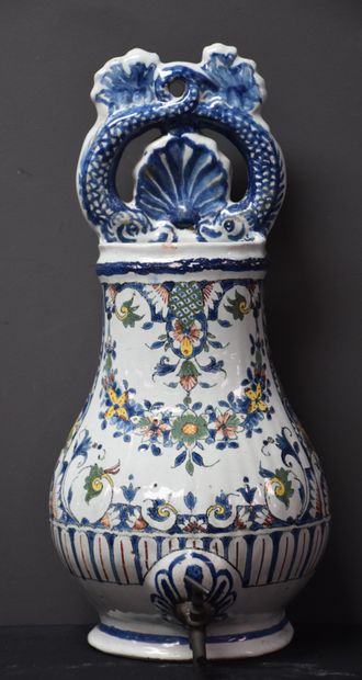 null Earthenware fountain of Rouen. Early 19th century. Ht 39 cm.