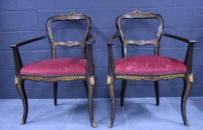 null Lot of 6 Boulle style chairs Work quality medium XXth.