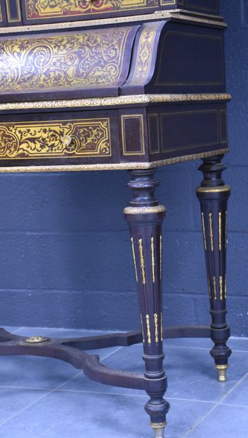 null 1 scriban-library piece of furniture in marquetry in the Boulle style ornamented...