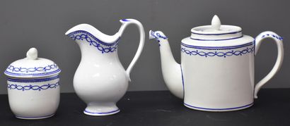 null Chocolate pot, milk jug and sugar bowl in Tournai porcelain decorated with the...