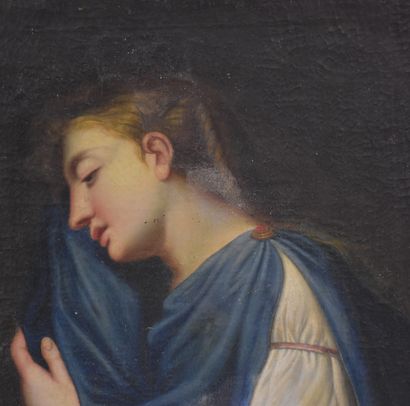 null Huile sur toile XVII ème siècle. Profil présumé de Marie Madeleine. 58 x 74...