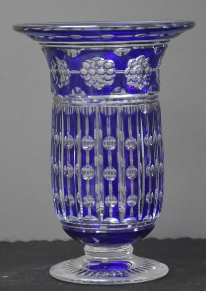 null Vase art déco en cristal taillé du Val-Saint-Lambert, modèle Antar, Joseph Simon...