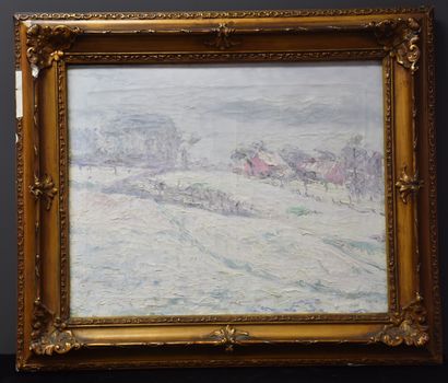 null Marcel Smith ( 1888 - ). Snowy village scene. Signed and dated 1913. 48 x 38...