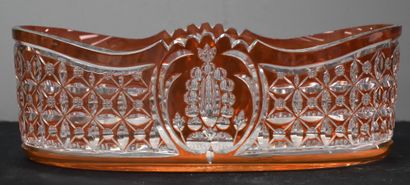 null Exceptional planter in richly cut crystal from Val-Saint-Lambert. Aurora hue....
