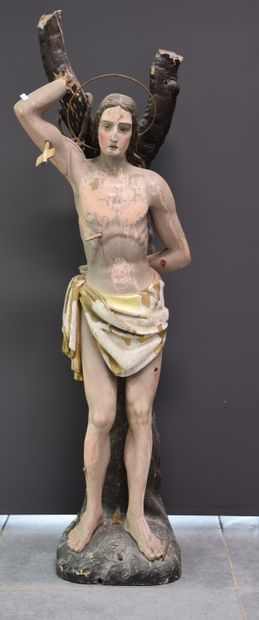null San Sebastian. Carved and polychromed wood, 18th century. Ht 102cm.

Right hand...
