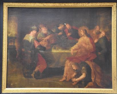 null Ancient painting Mary Magdalene washing the feet of Christ. Flemish school.

Dimensions:...