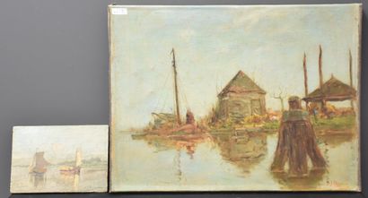 A.J Heymans ( 1839 - 1921 ). A.J Heymans ( 1839 - 1921 ). Lot de 2 paysages hollandais...