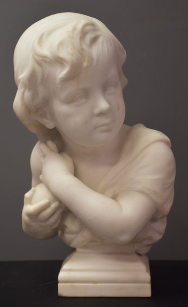 J Pecher ( 1830 - 1899 ) J Pecher ( 1830 - 1899 ). Buste en marbre blanc représentant...