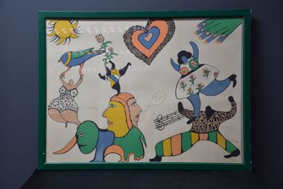 null Niki de Saint-Phalle. (1930-2002) Sérigraphie couleur intitulée " Je t'aime...