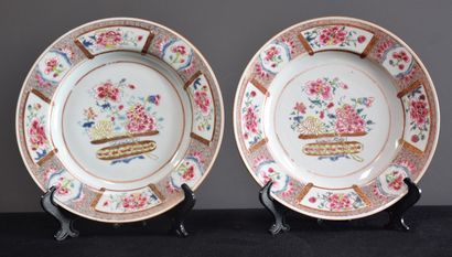 null Paire d'assiettes XVIII ème en porcelaine de Chine de la compagnie des Indes...